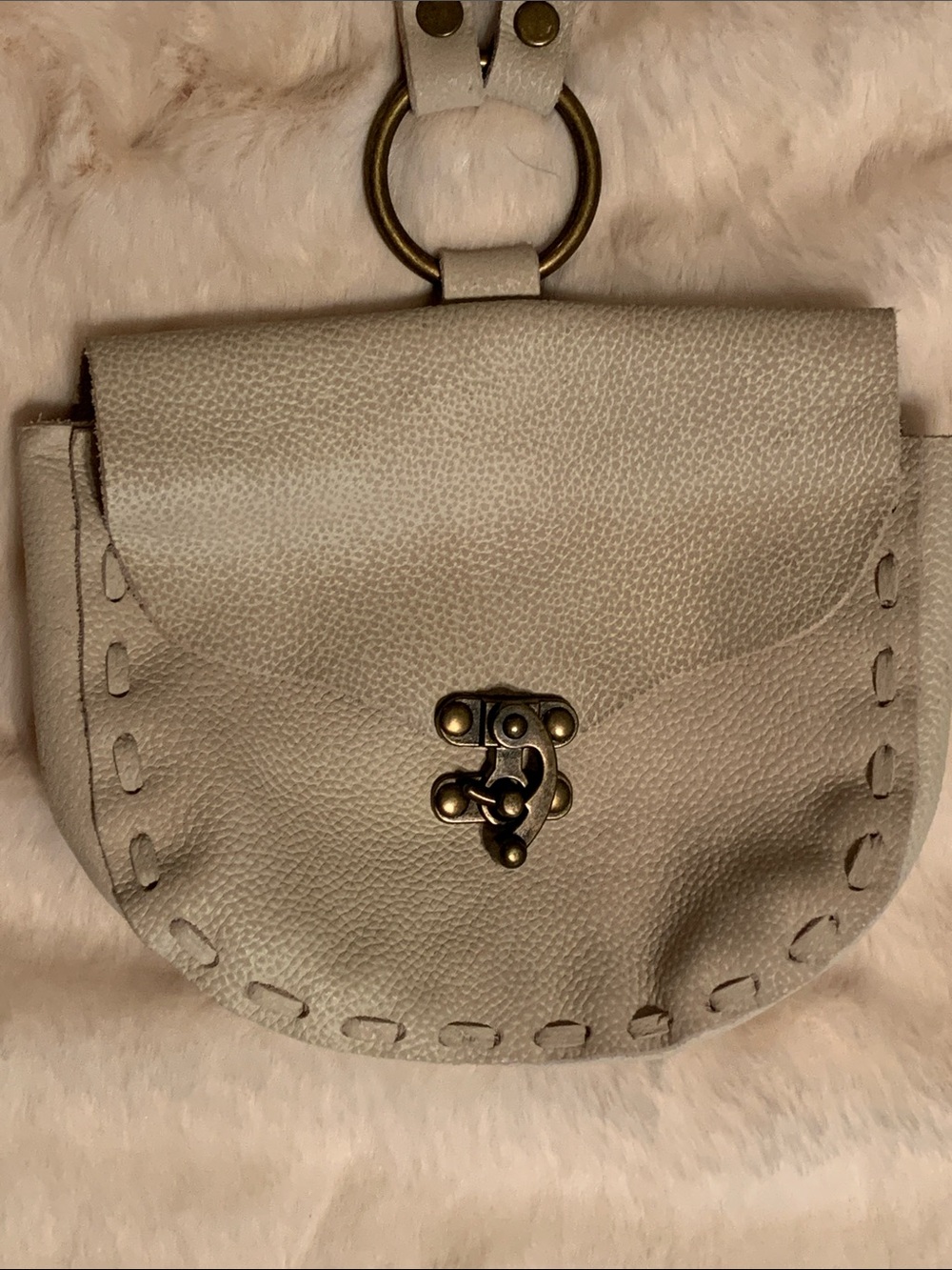 Free People Leather Crossbody Small Purse Vintaged Ivory - Picture 9 of 14